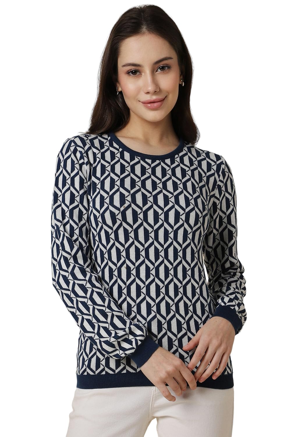 Allen Solly Women Printed Casual Round Neck Top