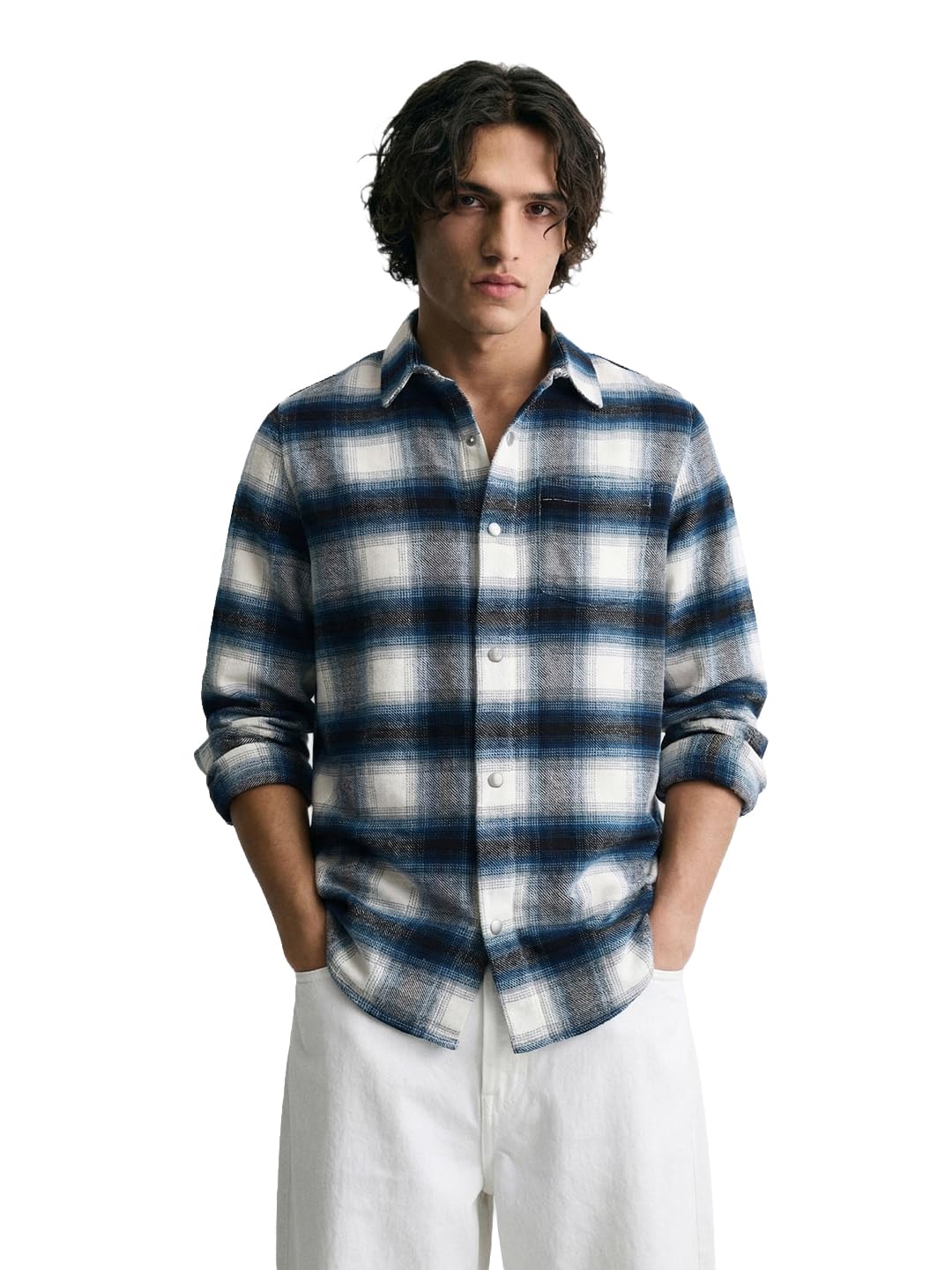 The Indian Garage Co Mens Regular Fit Checkered Cutaway Collar Full Sleeves Casual Overshirt Sweater