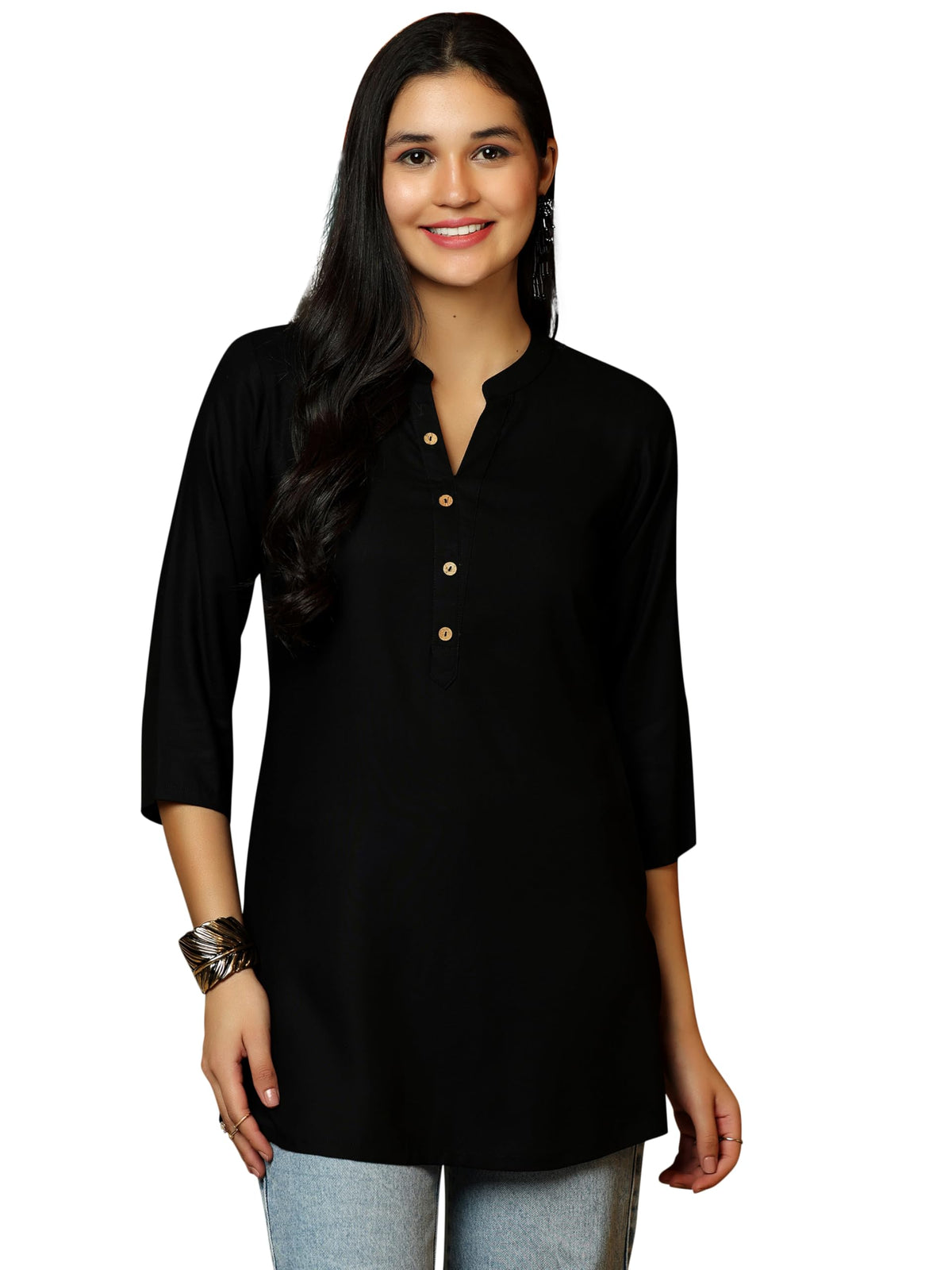 Libas WomenS Viscose Rayon Straight Kurtis (29288I_Black