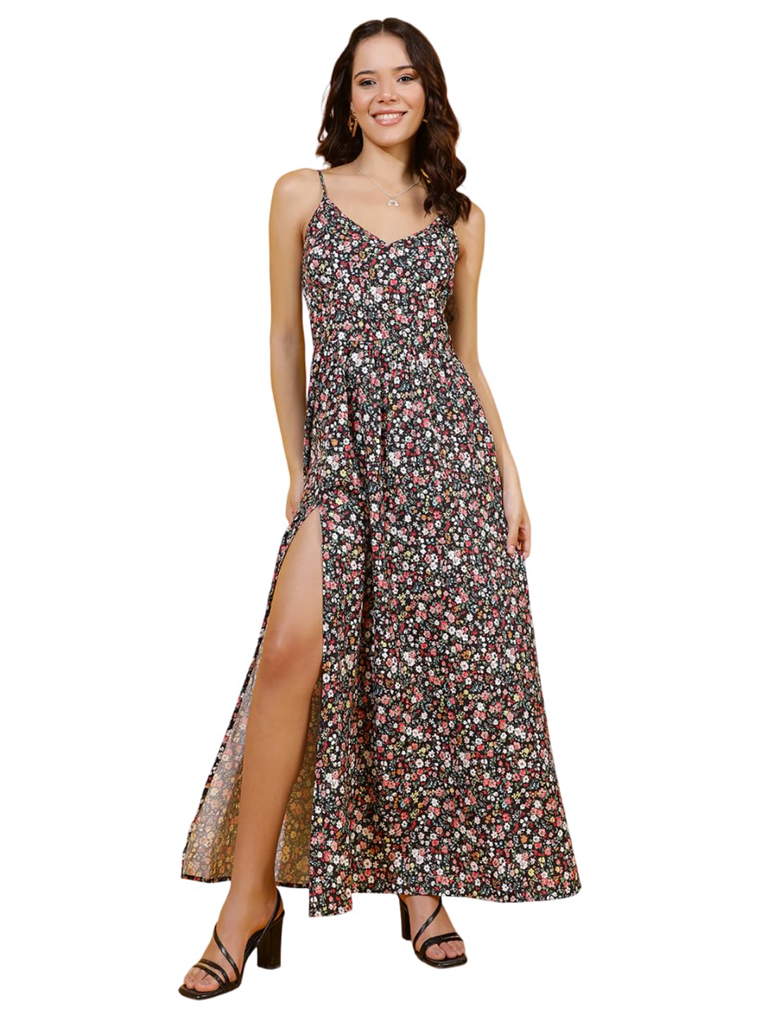 Kotty WomenS Printed Fit And Flare Dress(Multicolored,M)