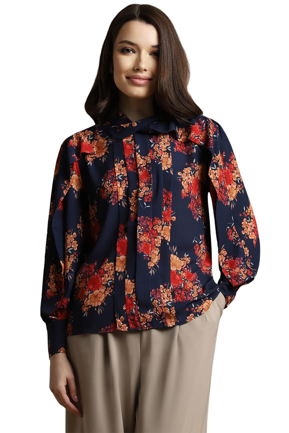 Allen Solly Women Regular Fit Printed Casual Polyester Full Sleeve Shirt