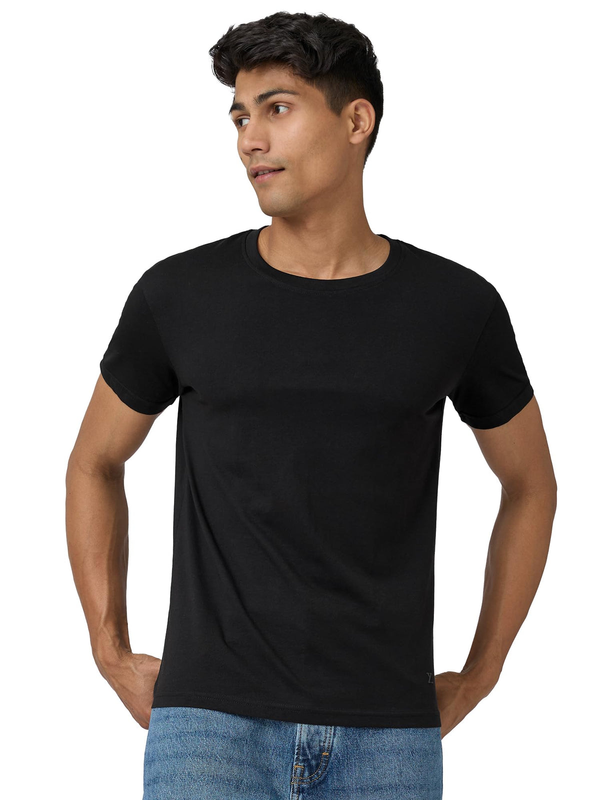 XYXX Mens Solid Regular Fit T-Shirt (XY_CR15_Tshirt_1_Black