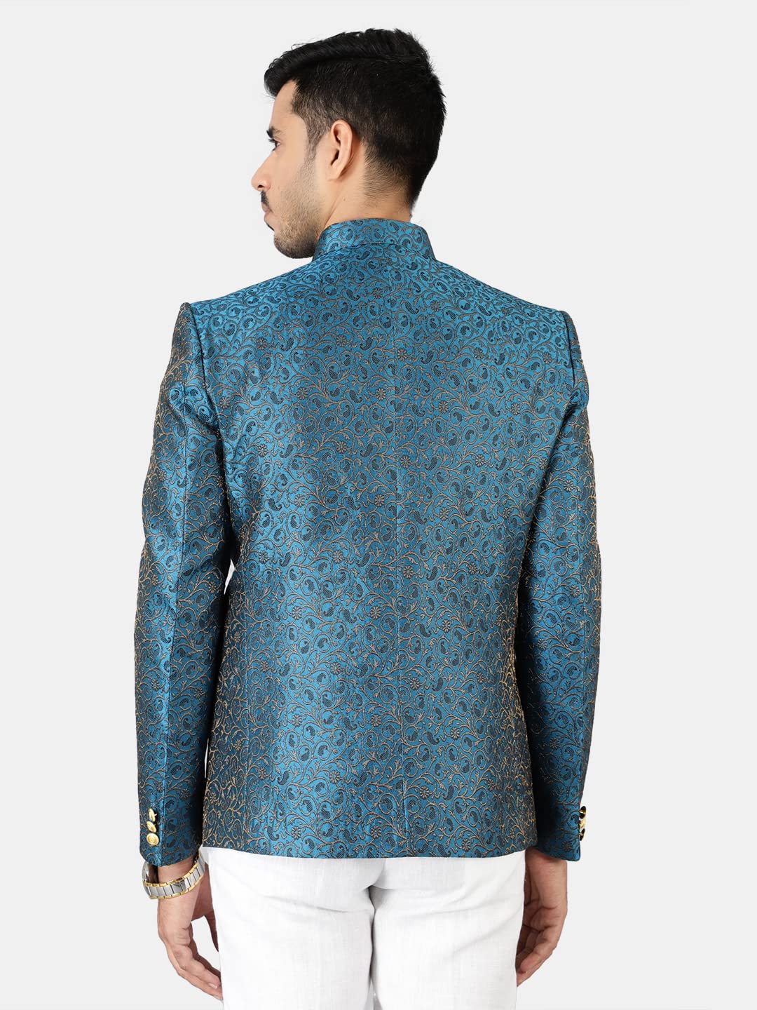 WINTAGE Mens Banarasi Rayon Cotton Green Bandhgala: 44/ XL