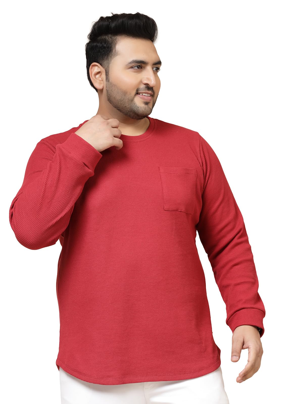 Rigo Plus Size T-Shirt for Men | Round Neck, Solid T-Shirt for Men | Full Sleeves Plus Size T-Shirt for Men | Casual Wear, Styli