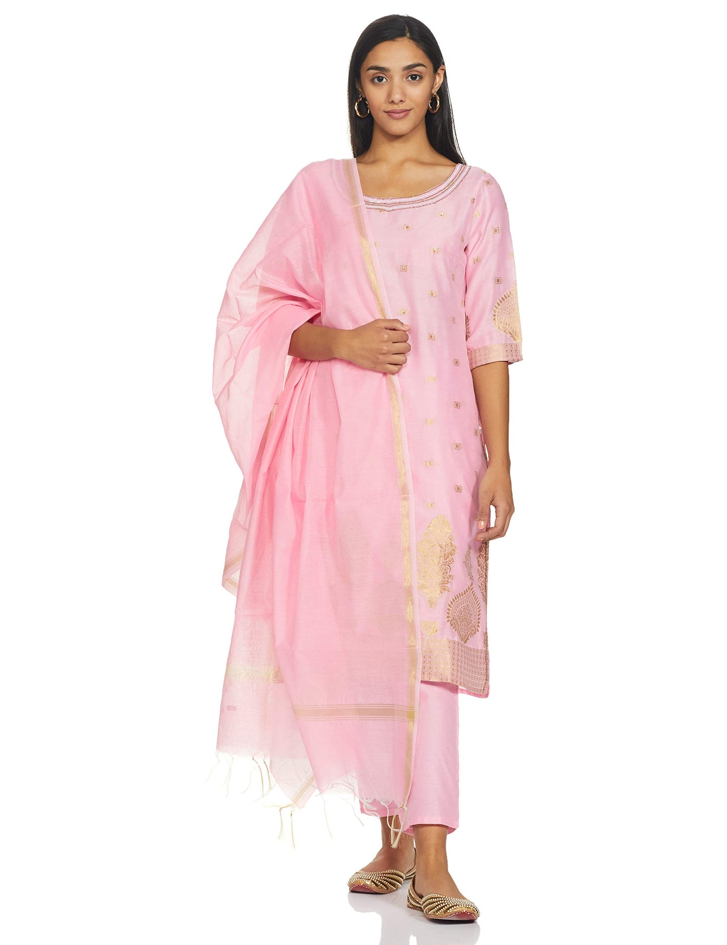Aurelia WomenS Cotton Salwar Suit Set (20Fed10227-700961_T-Pink_Small)