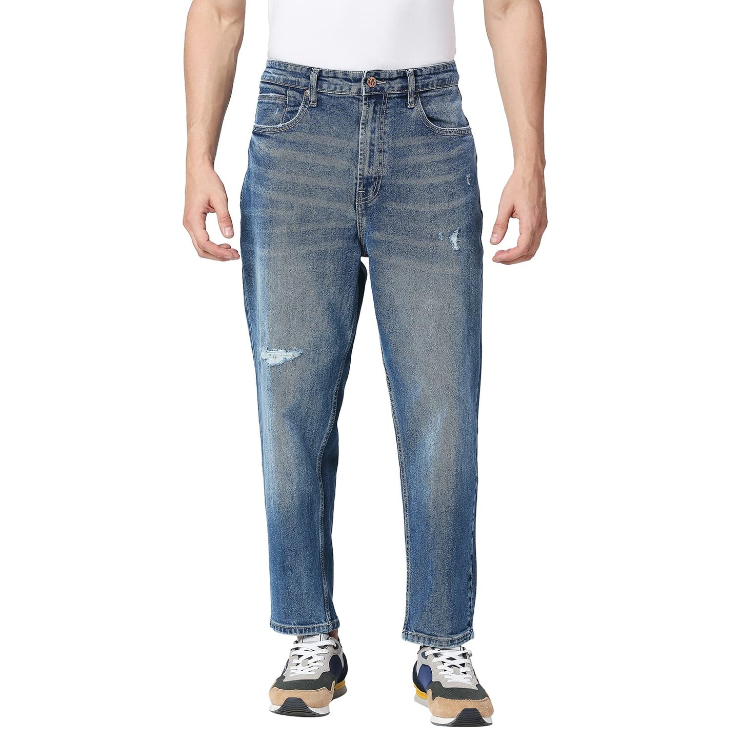 Pepe Jeans Tyler 90S Relaxed Fit Mid Waist Dropped Crotch Ankle Jeans, Med Light Used, 36