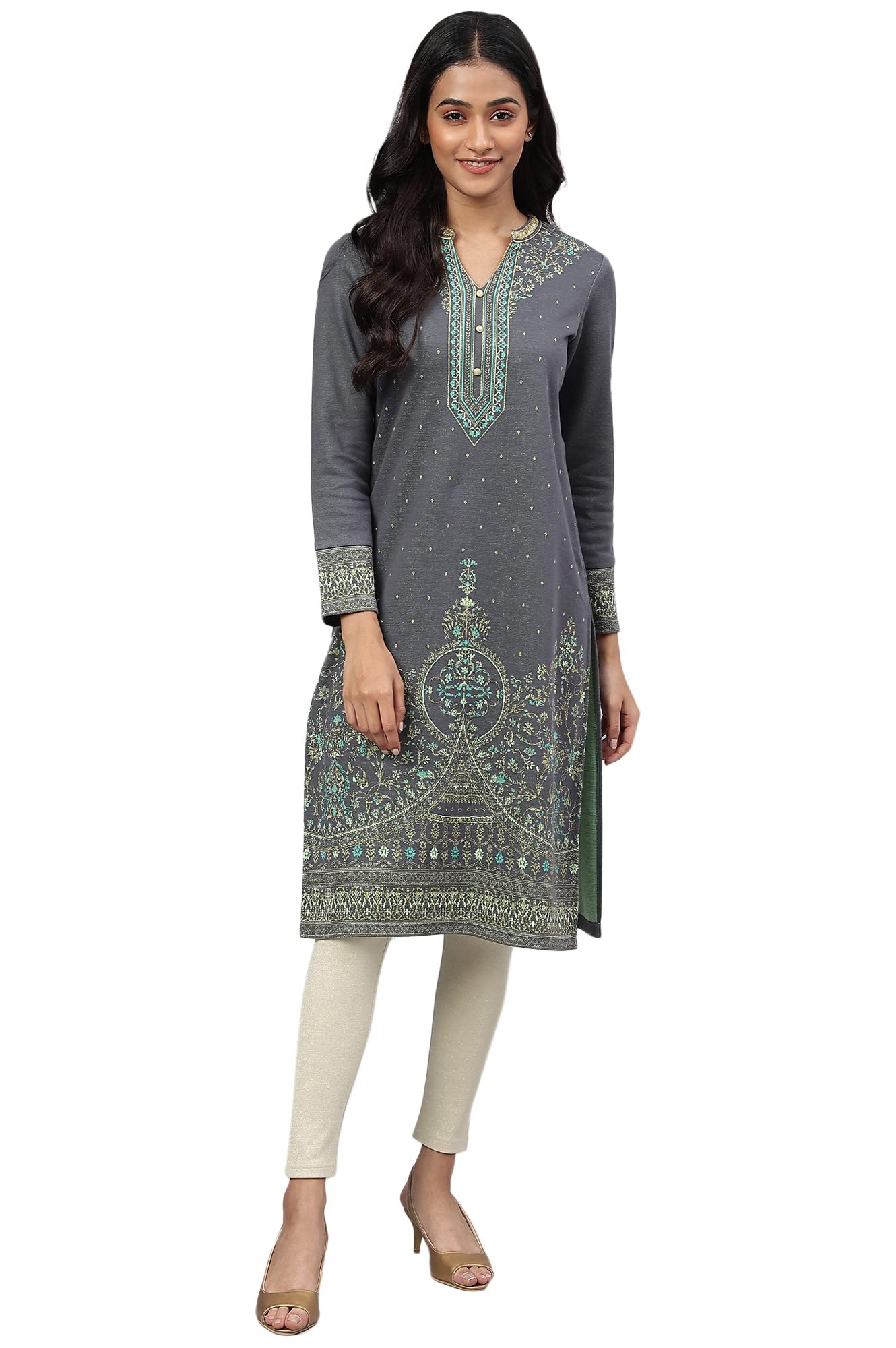 Grey Jacquard Winter Kurta