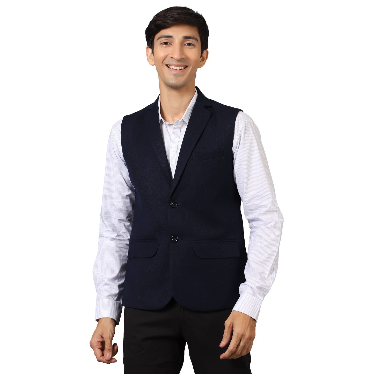 Wintage Men'S: Tweed Wool Blue Modi Nehru Jacket : 44/Xl