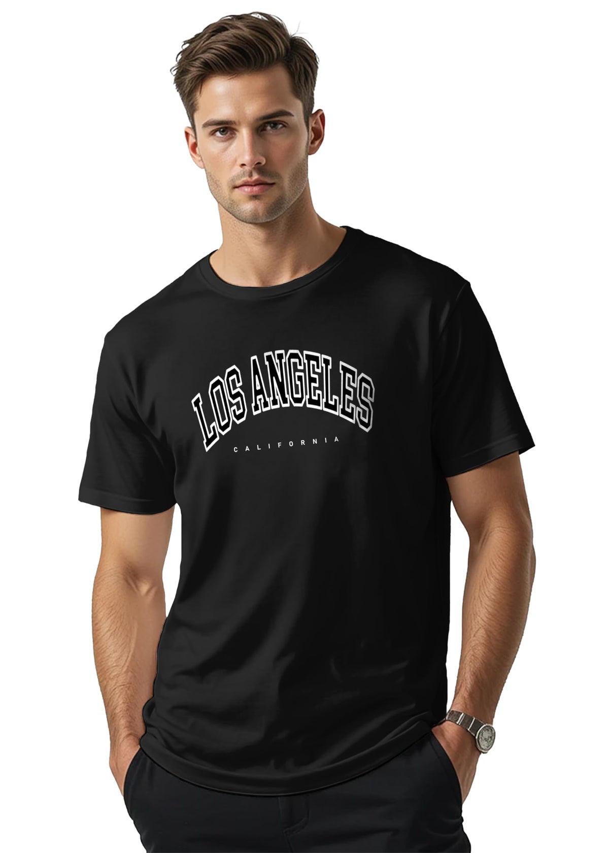 Peppyzone Mens Regular Fit T-Shirt (PZ-Trendy-1210_Black5