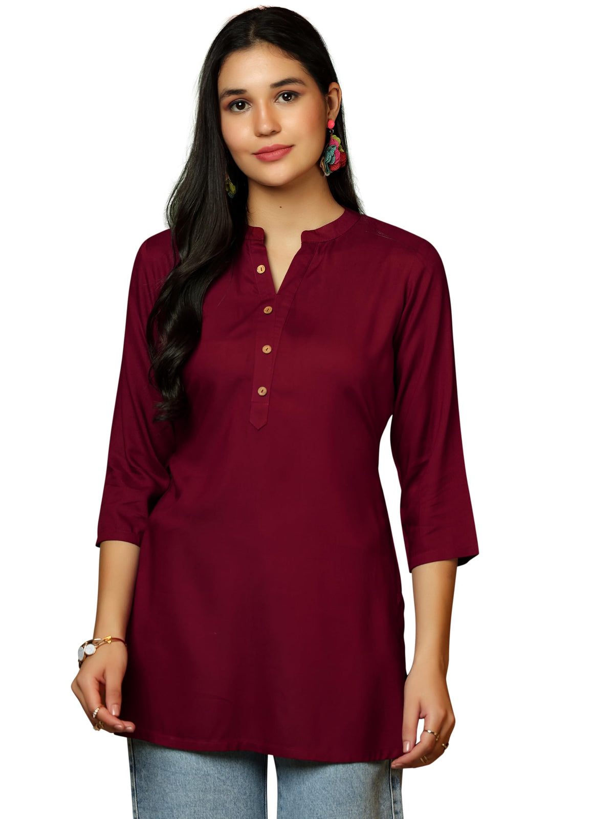 Libas Womens Viscose Rayon Straight Kurtis (29289I_Maroon
