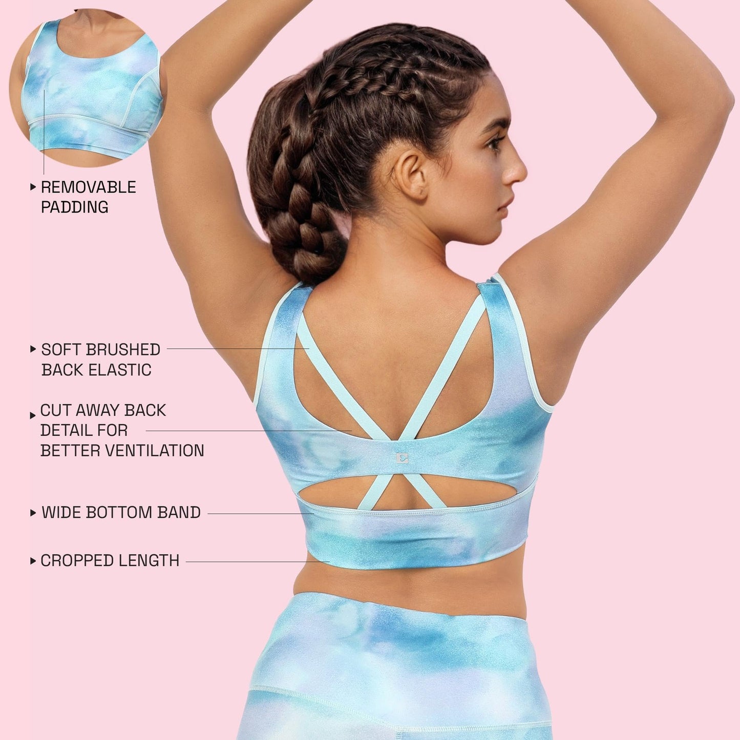 Enamor Womens Polyester Wire Free Casual Padded Sports Bra (A204_Galaxy Splatter PRT