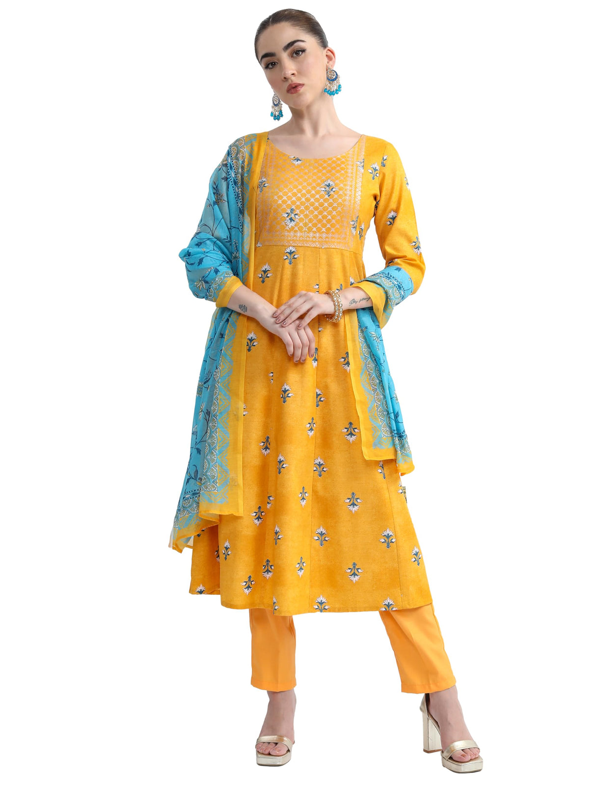 Ketch WomenS Cotton Blend Regular Dress Shirt (Khk3001146_Mustard