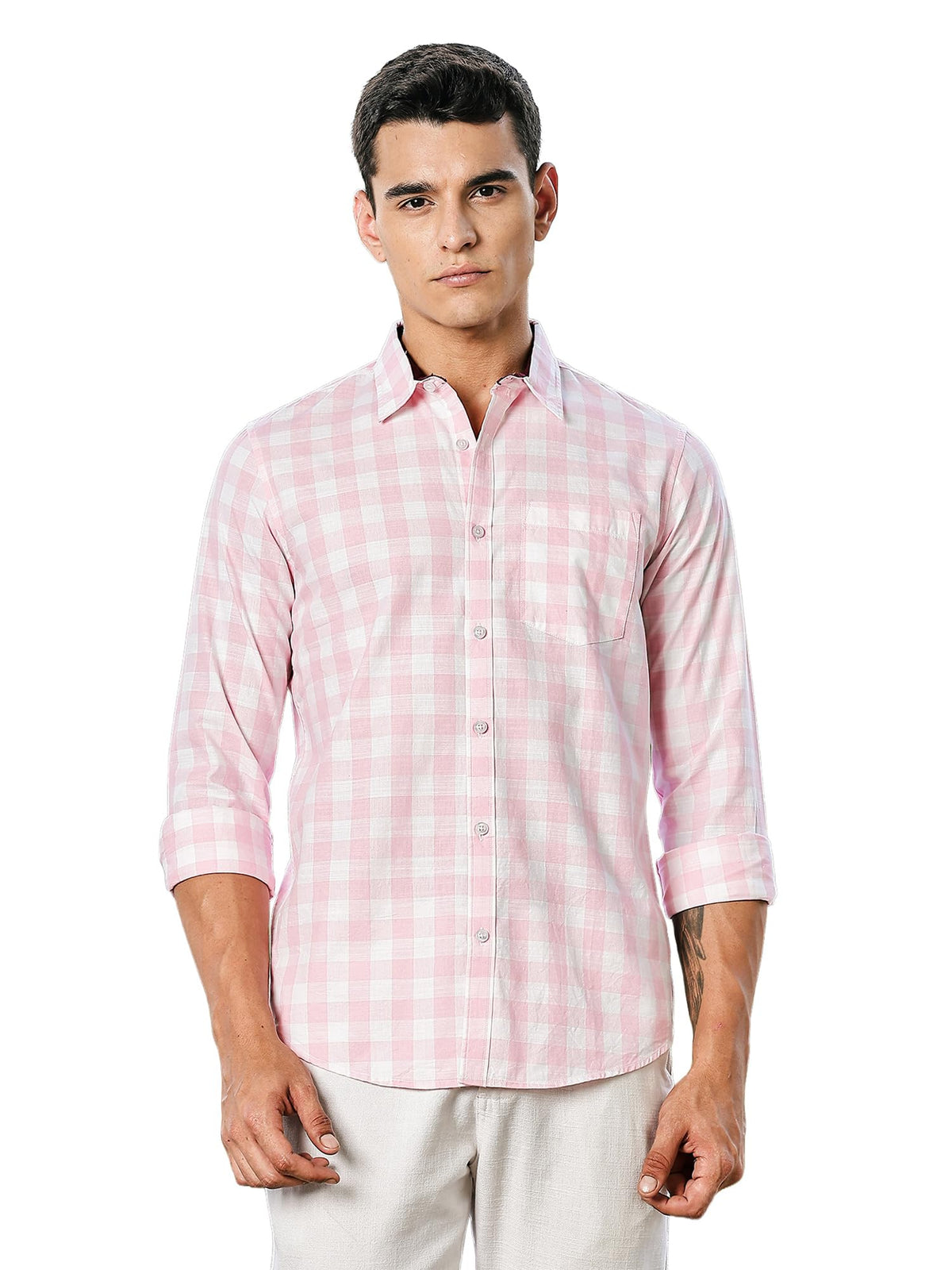 Thomas Scott Mens | Full Sleeve | 100% Cotton | Regular Fit | Check | Spread Collar | Shirts for Men (Available in Plus Size) P