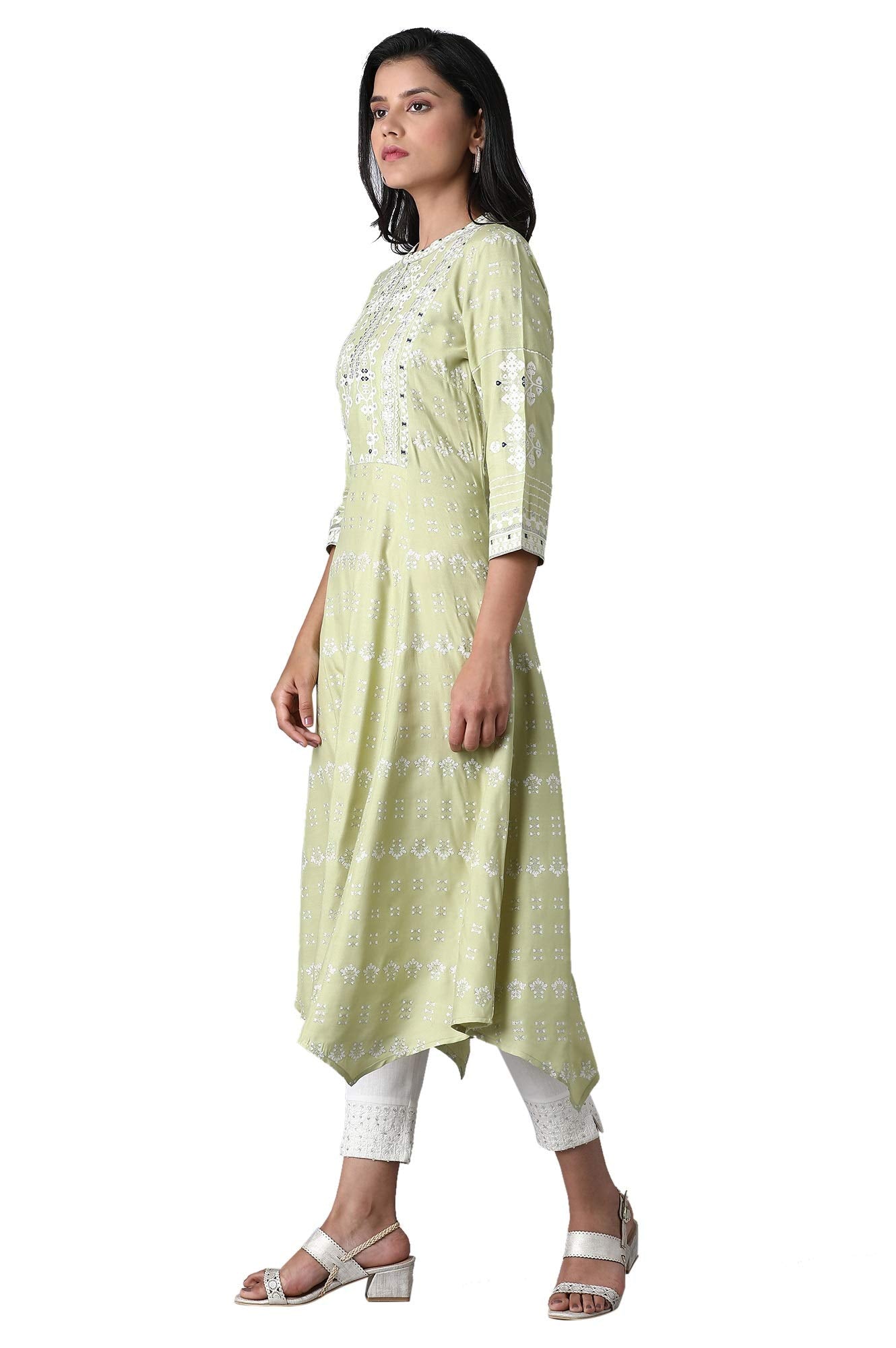 W for Woman Women's Viscose Asymmetric Flared Kurta