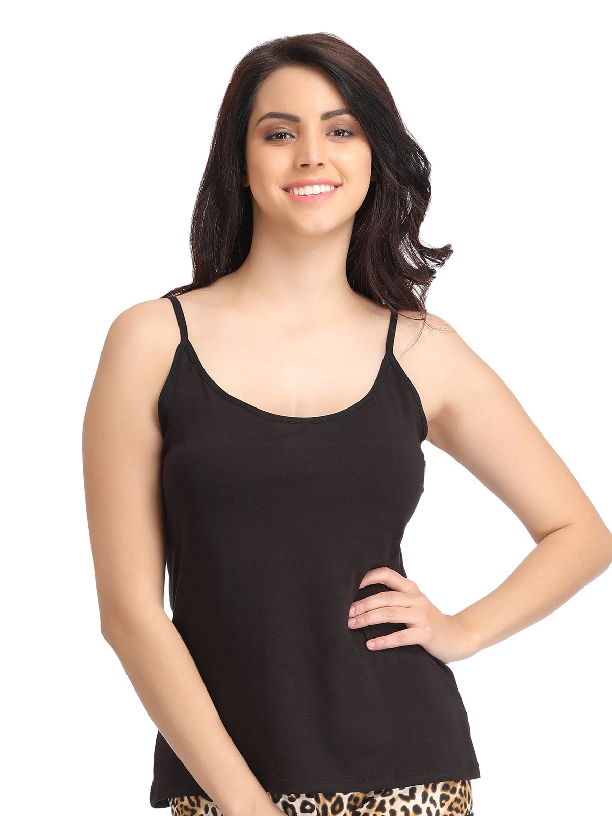 Clovia Womens Stretchable Cotton Camisole (CM0006P13_Black_X-Large)