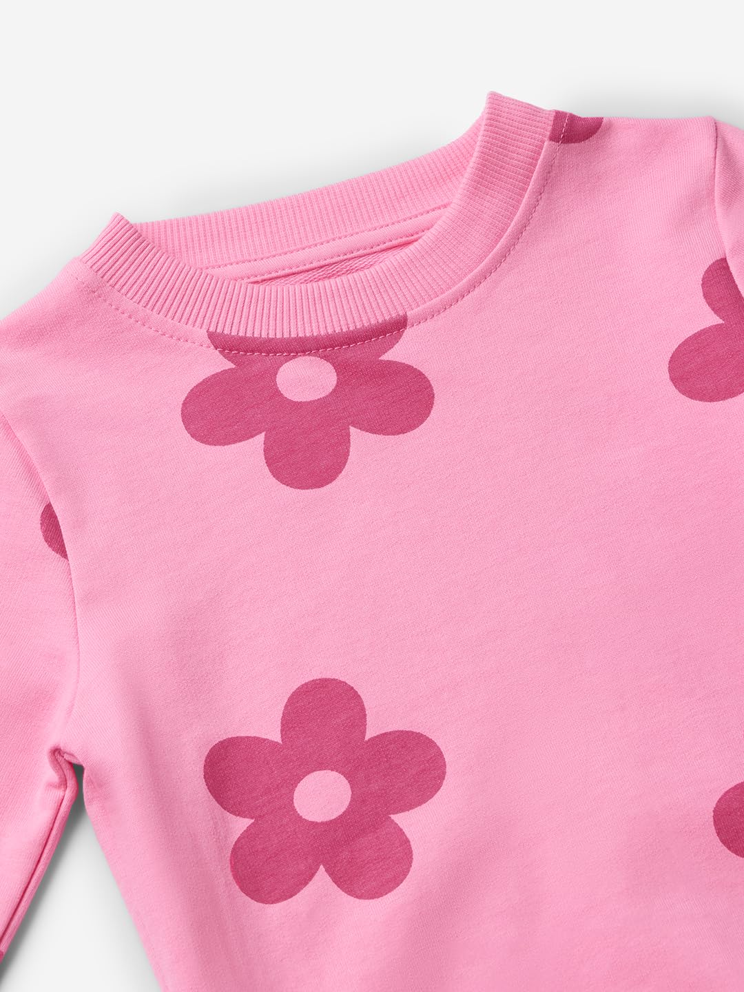 The Souled Store Official Girls TSS Originals: Pink Flora Cotton Sweatshirts Hoodies Sweatshirts Pullovers Fleece Zip-up Graphic