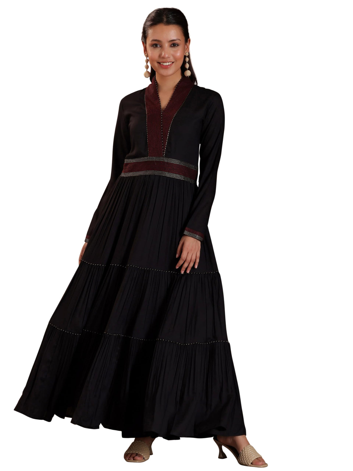 Libas WomenS Rayon Self Design Kurta Set (27596_Black