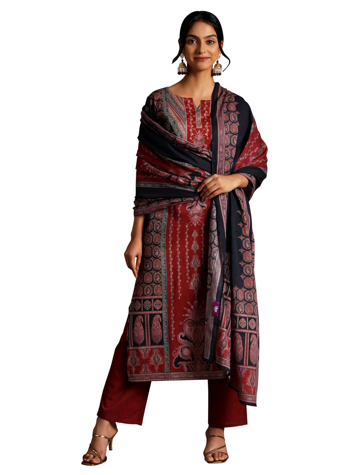 Libas WomenS Cotton Kurta Set (35918_Black
