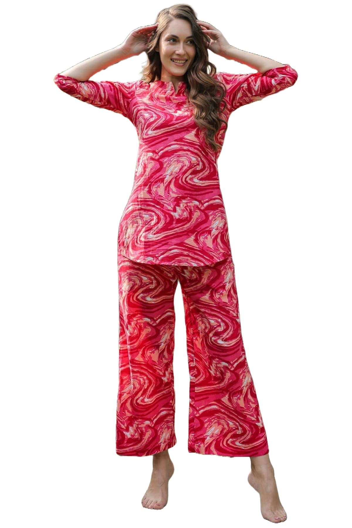 GoSriKi Womens Rayon Blend Straight Printed Co-Ord Set