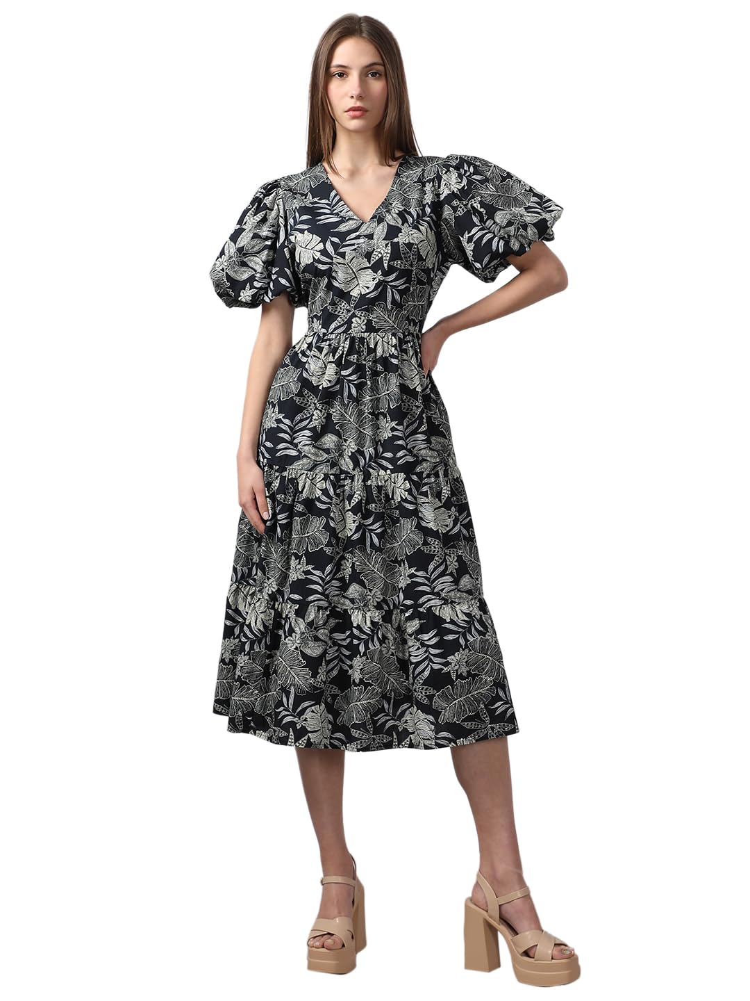 Vero Moda WomenS Cotton Black Fit And Flare Dress