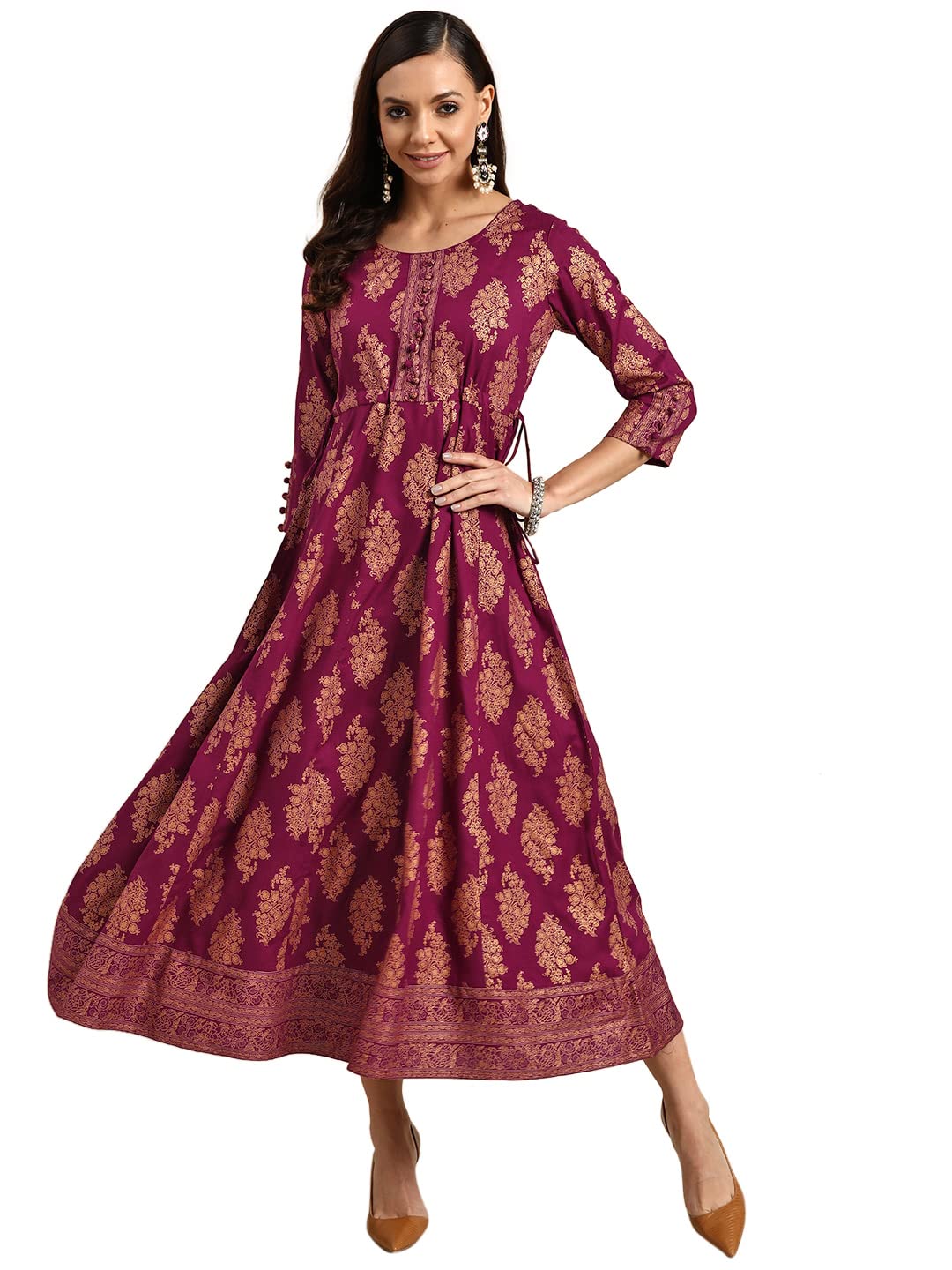Gerua WomenS Rayon Fit And Flare Maxi Dress (G2523_Purple_Xs)