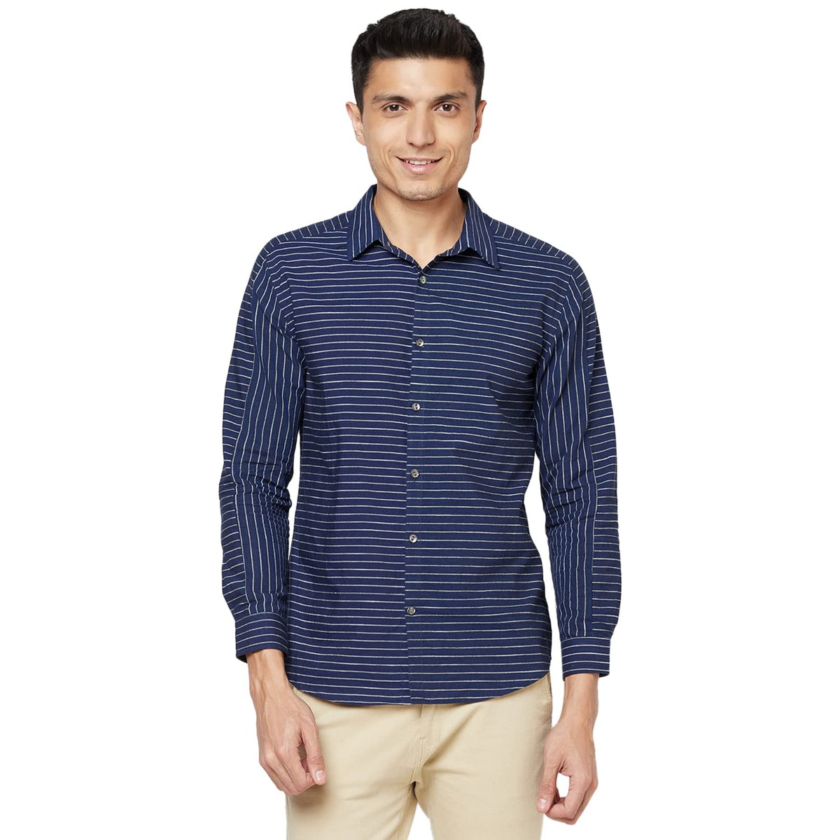 Fabindia MenS Solids Slim Shirt_Dark Blue M