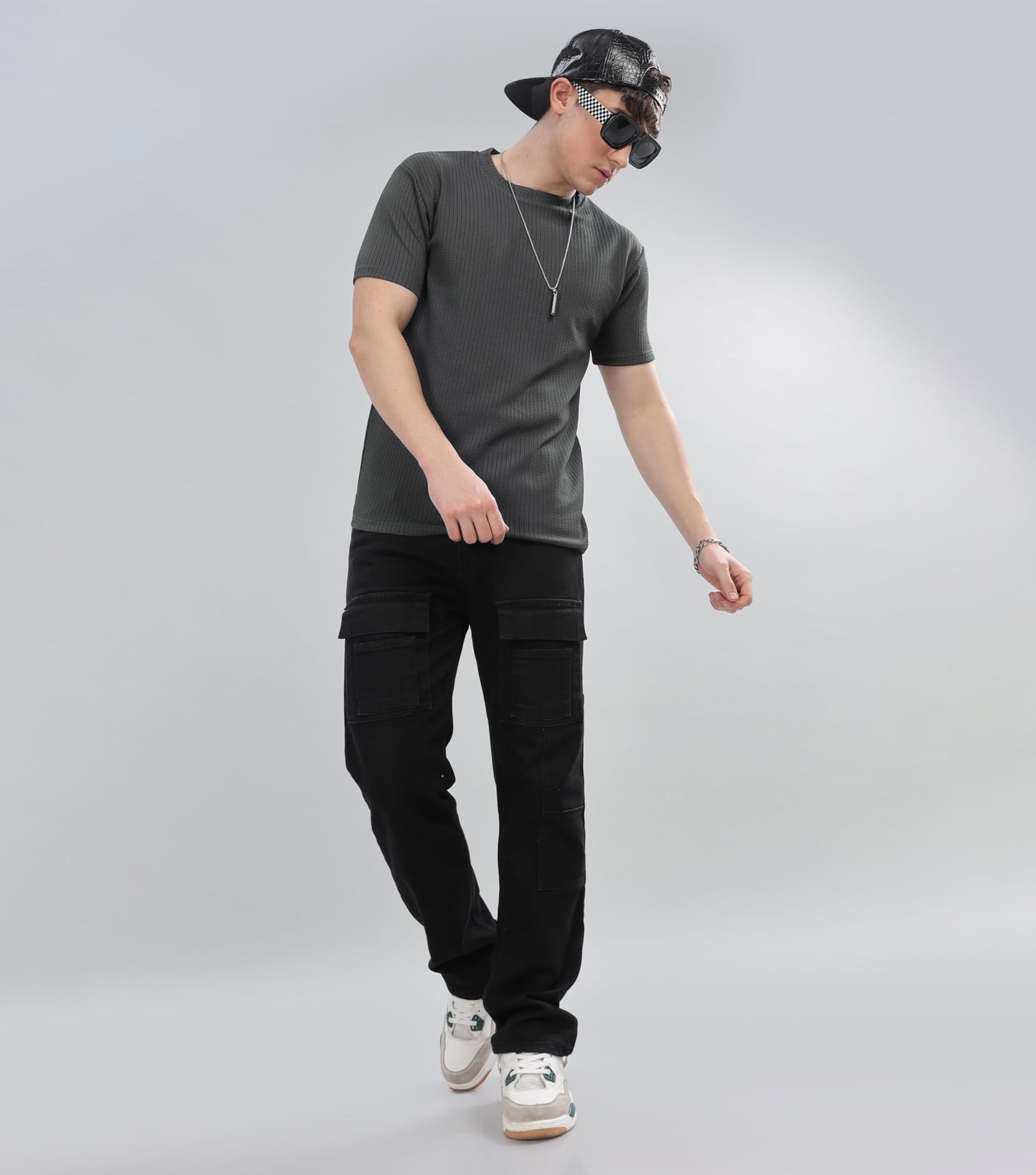 SHODOX Mens Polycotton Solid Round Neck Regular Fit Tshirt (Pack of 1) Grey