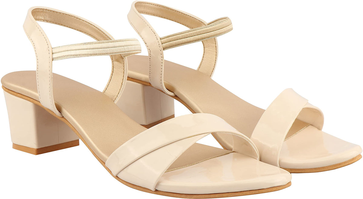 Shoetopia WomenS & GirlS Cream Pointed Toe Block Heels