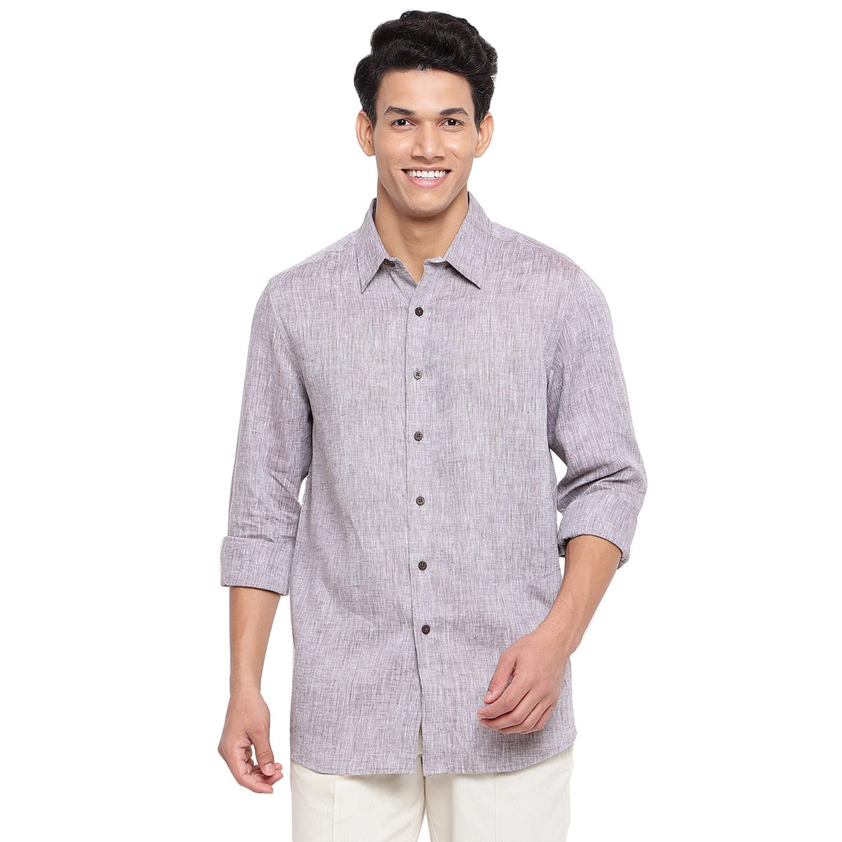 Fabindia Men Comfort Fit Casual Shirt Linen_L Grey