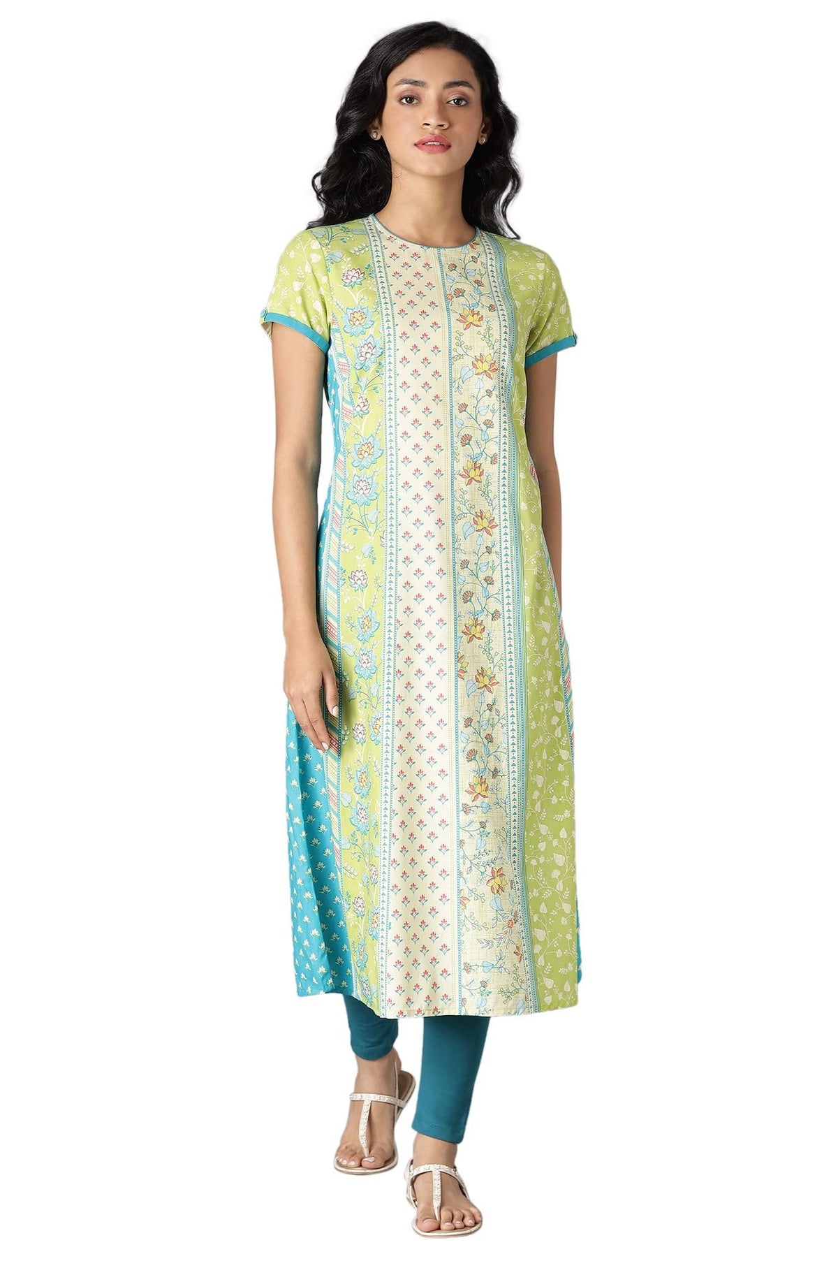 Aurelia WomenS Viscose Floral Regular Kurta (22Fea12947-503660_Multi_M) Multicolour