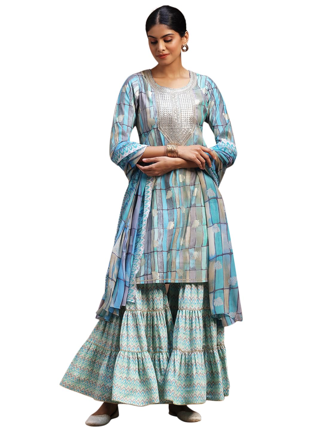 Libas WomenS Silk Blend Kurta Set (36693O_Blue