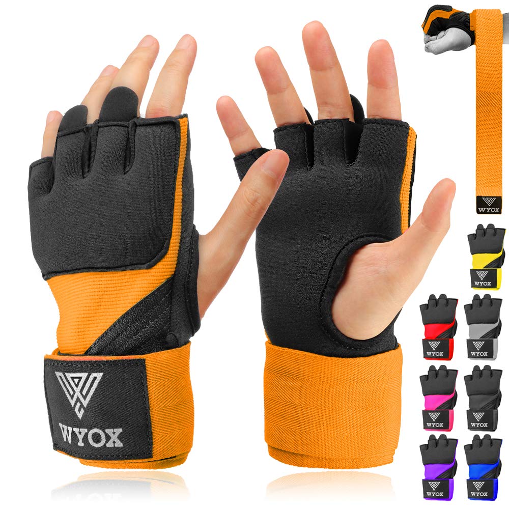 WYOX Gel Quick Hand Wraps for Boxing MMA Kickboxing - EZ-Off & On - Padded Knuckle with Wrist Wrap Protection for Men Women Yout