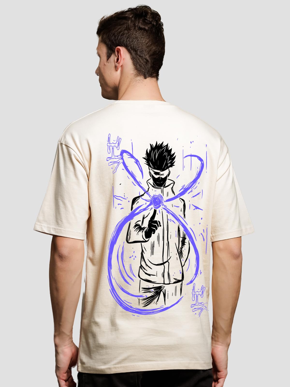 ADRO Oversize T Shirt for Men | Drop Shoulder Cotton T Shirt | Anime Oversize T-Shirt | Luffy T Shirt Gear 5| Trendy Front and B