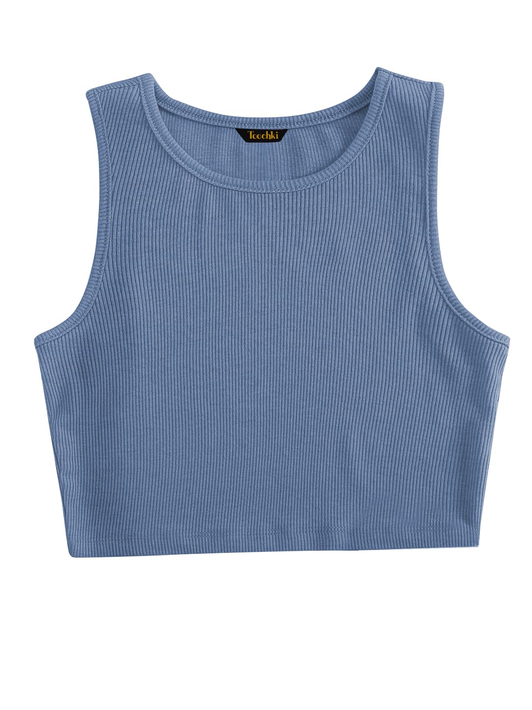 Toochki Tops for Woman | dex Top | Crop | Short | Western | for Jeans | Sleeveless | Stretchable | Light Blue
