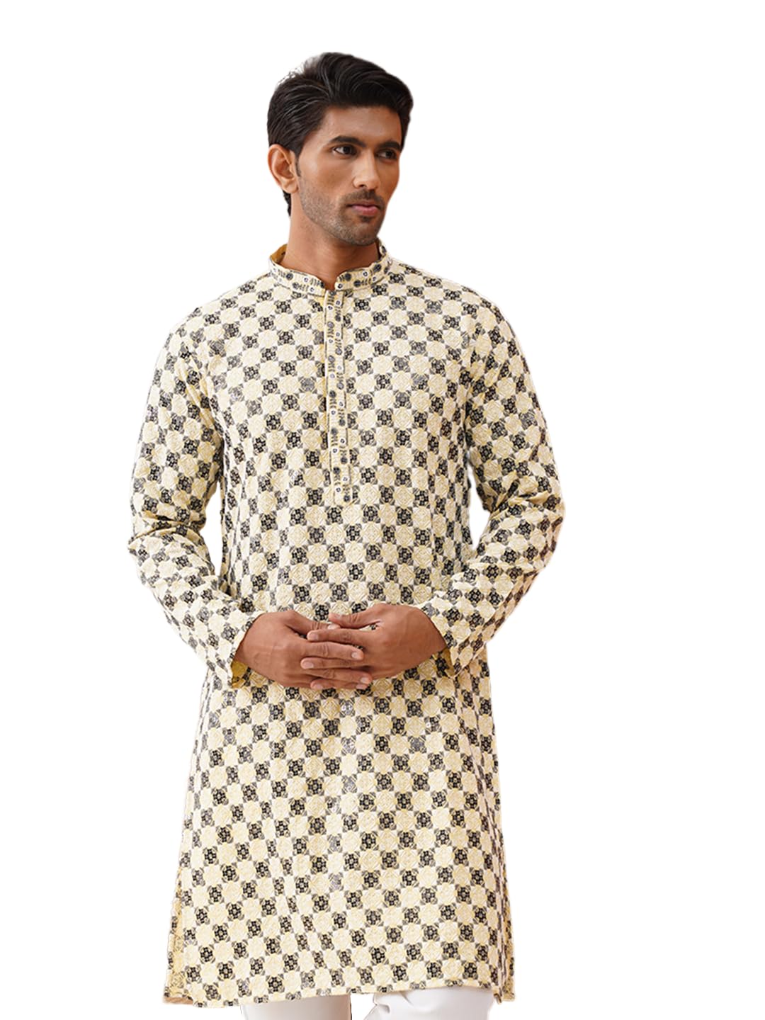 Jompers Mens Viscose Embroidered Kurta Pyjama Set