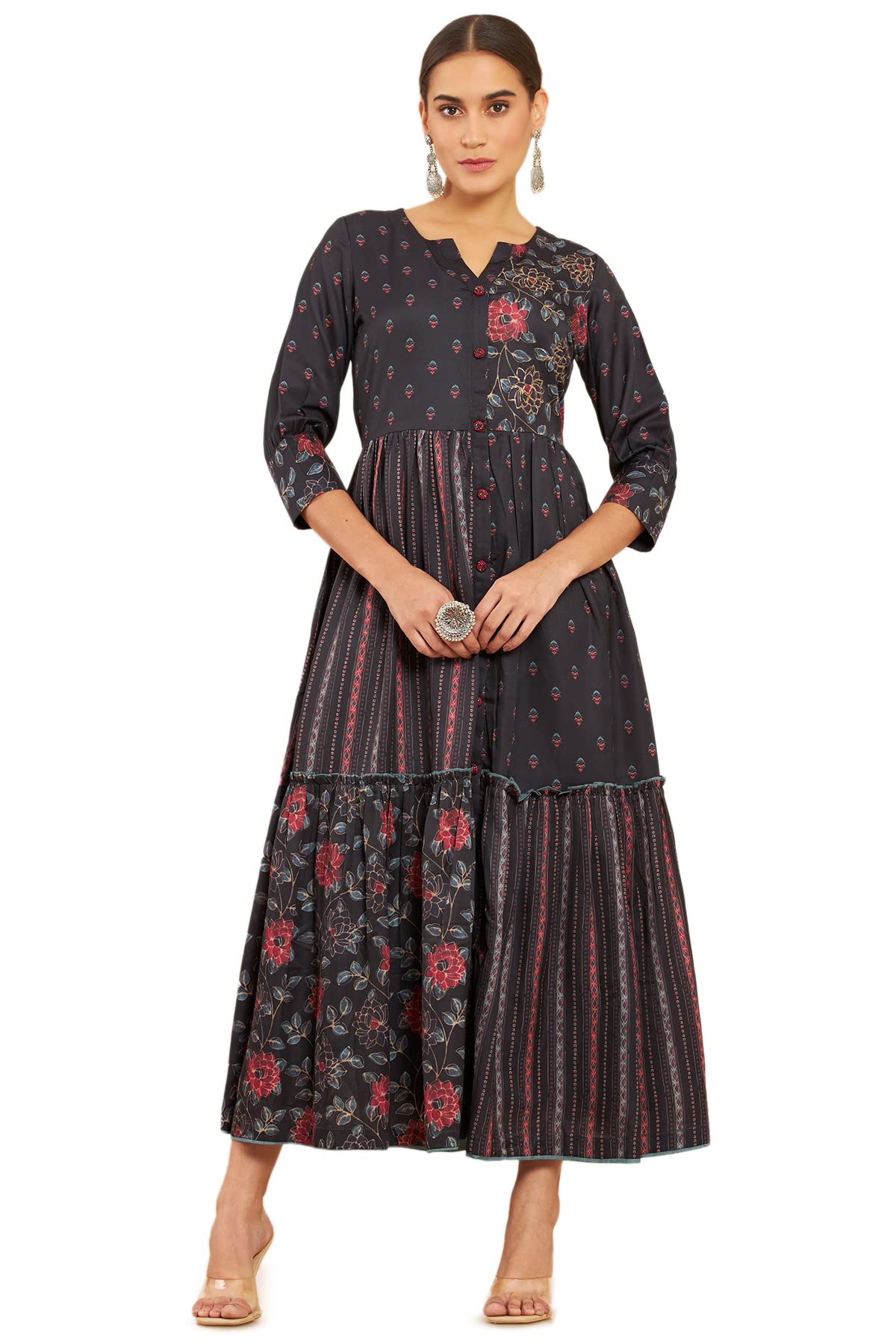 Soch Women's Georgette Printed Regular Dress Shirt