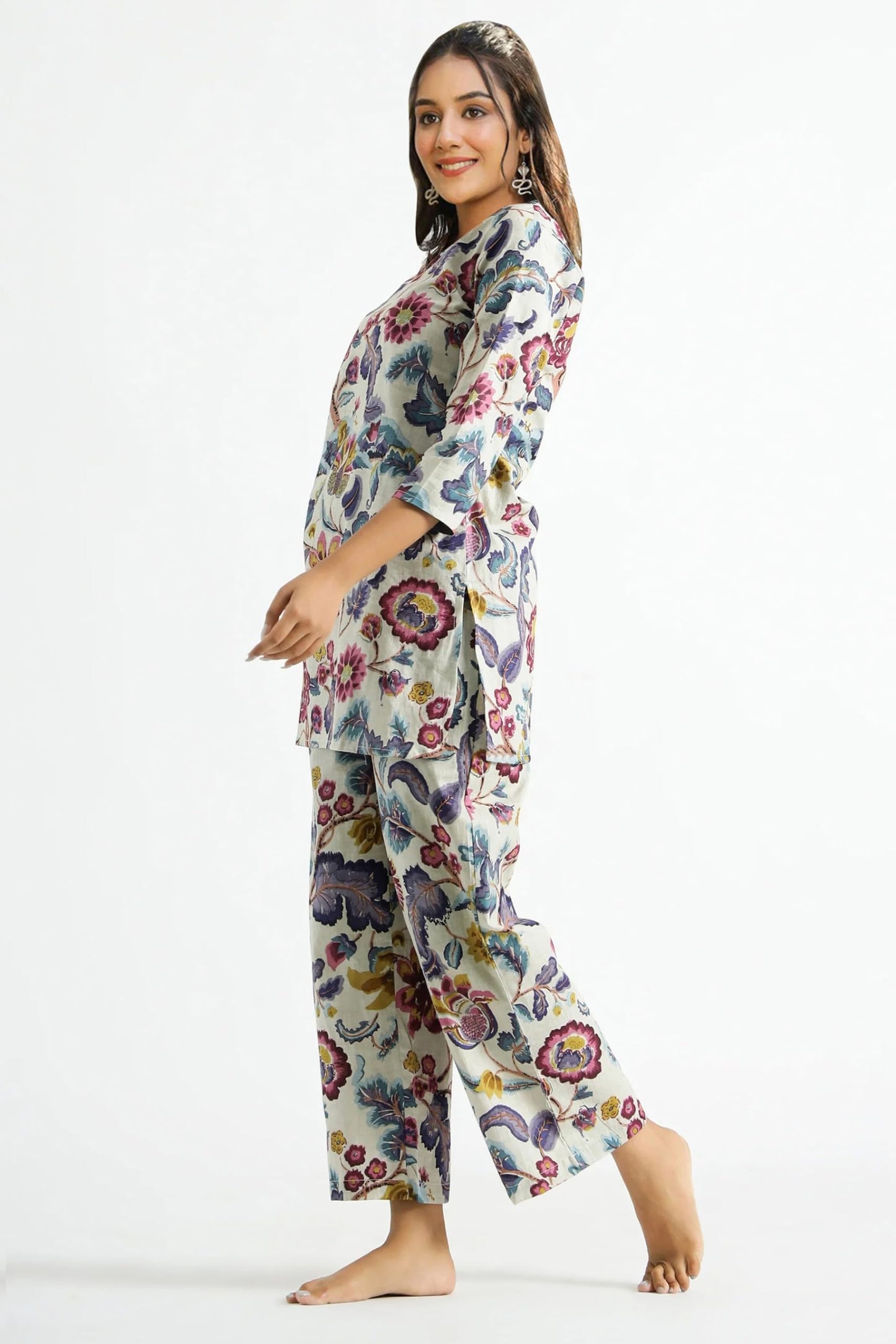 Toochki WomenS Multi Color Floral Printed Reyon Stitched Co-Ord Set Dress | Relaxed Fit For Women | Two Piece Set Kurta & Plazz