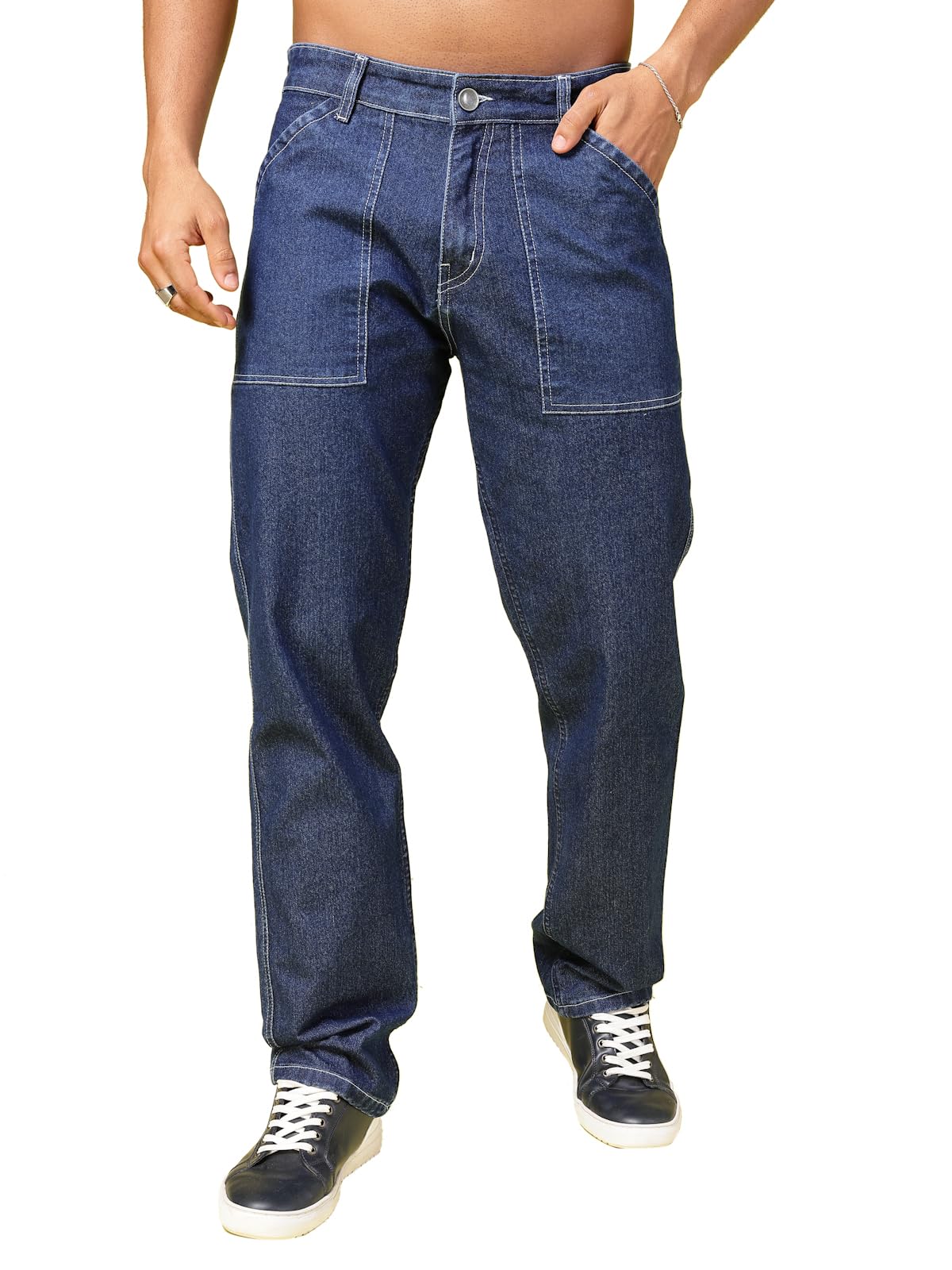 Rigo Cotton Denim Jeans for Men | Solid Jeans for Men | Stretchable, Slim FIt & Straight Fit Jeans for Men