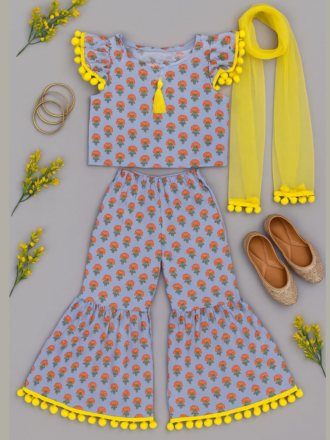 A.T.U.N. (ALL THINGS UBER NICE) Girls Kurti, Sharara and Dupatta Set | Comfortable Ethnic Wear Clothing Set