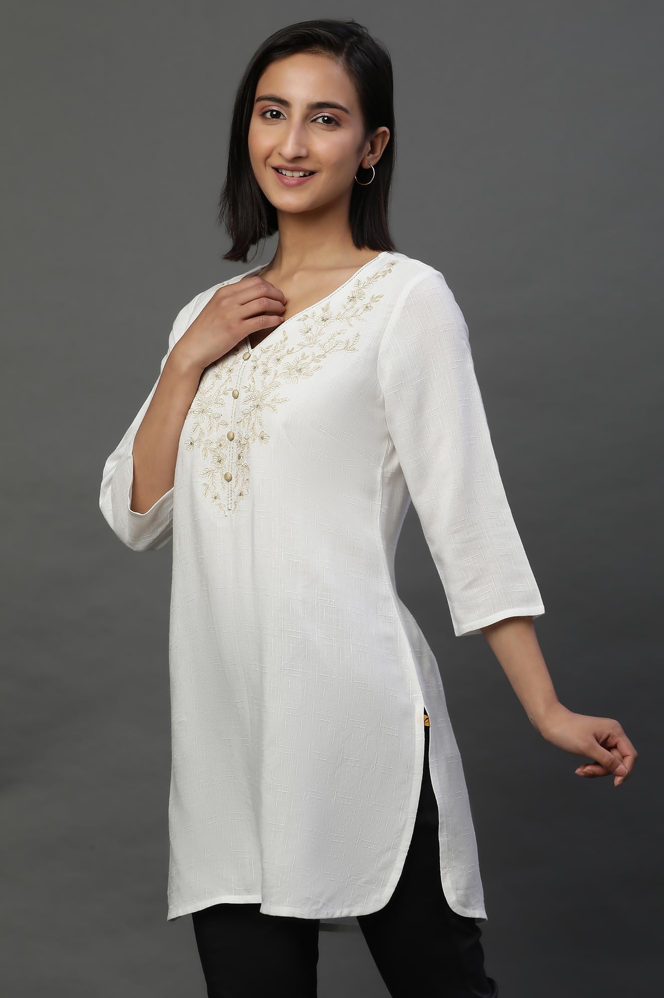 Aurelia Women's Embroide Rayon Straight Kurti