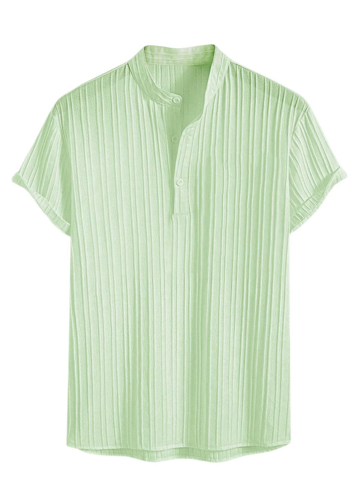 Greciilooks Solid For Casual Stylish Textured Regular Fit Green
