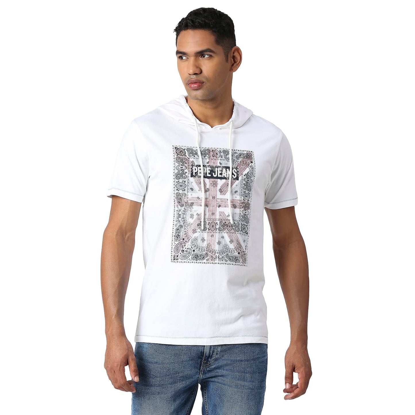 Pepe Jeans MenS Graphic Regular Fit T-Shirt (Pm508995800L_White