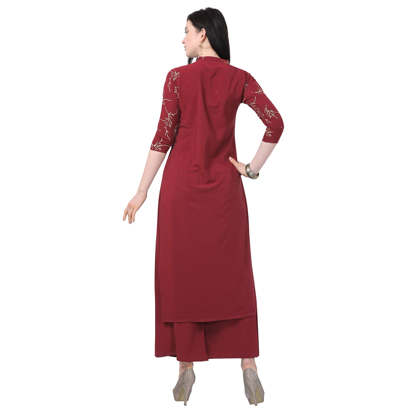 NAINVISH Women Crepe Straight Kurti with Palazzo