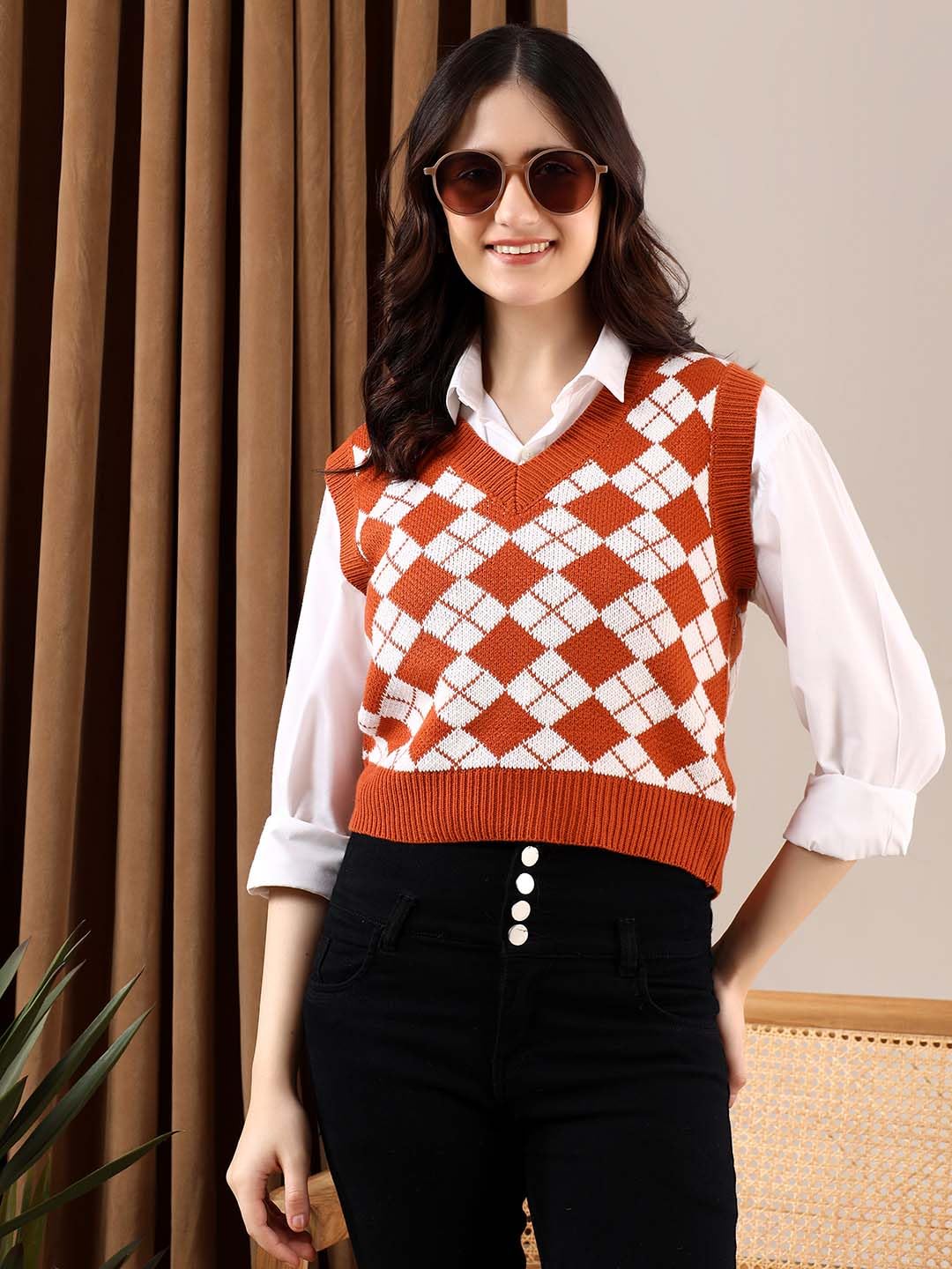 Kotty WomenS Trendy Sleeveless Sweater Vests Perfect For Layering And Smart-Casual Outfits(Multicolored,S)