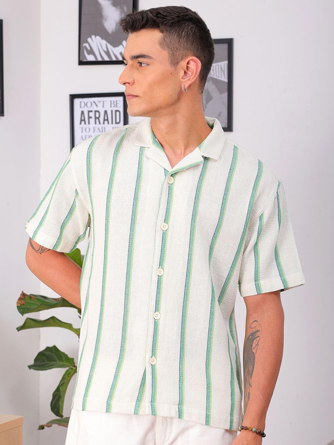 The Indian Garage Co Mens Relaxed Fit Shirt (0923-SHMKRS-03-01_Cream