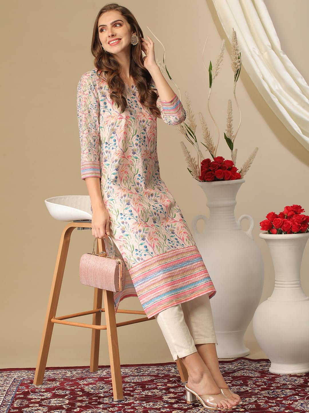 ANNI DESIGNER Women's Cotton Blend Regular Fit Kurta