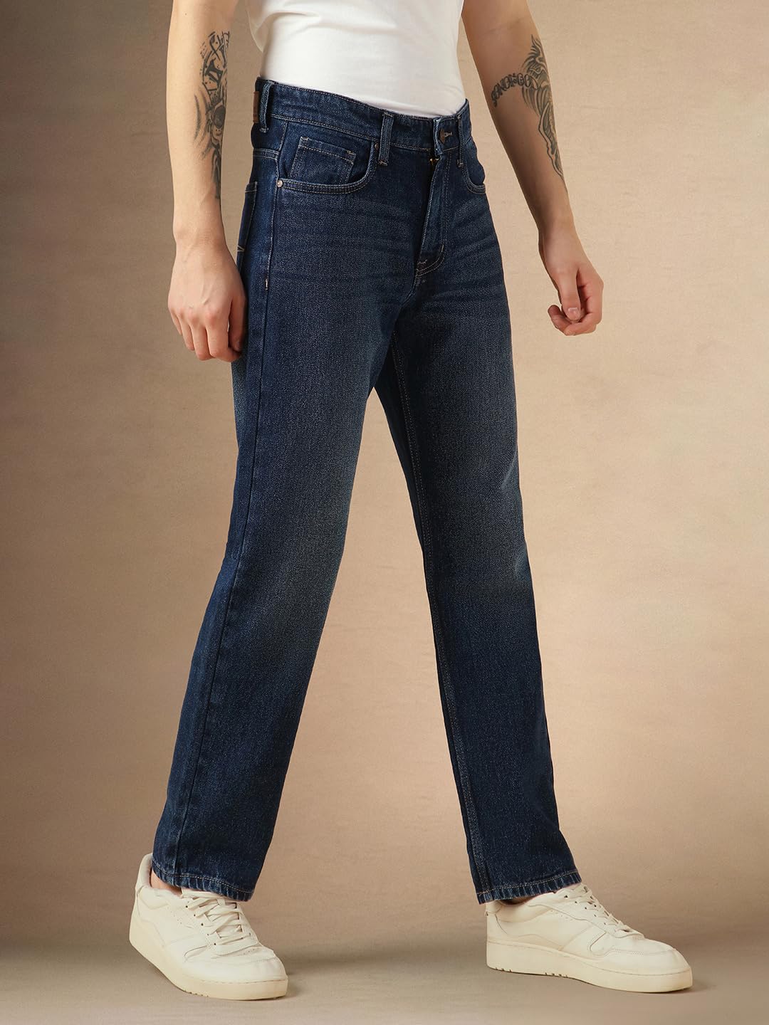 Dennis Lingo Mens Blue Cotton Relaxed Fit Mid-Rise Casual Jeans.