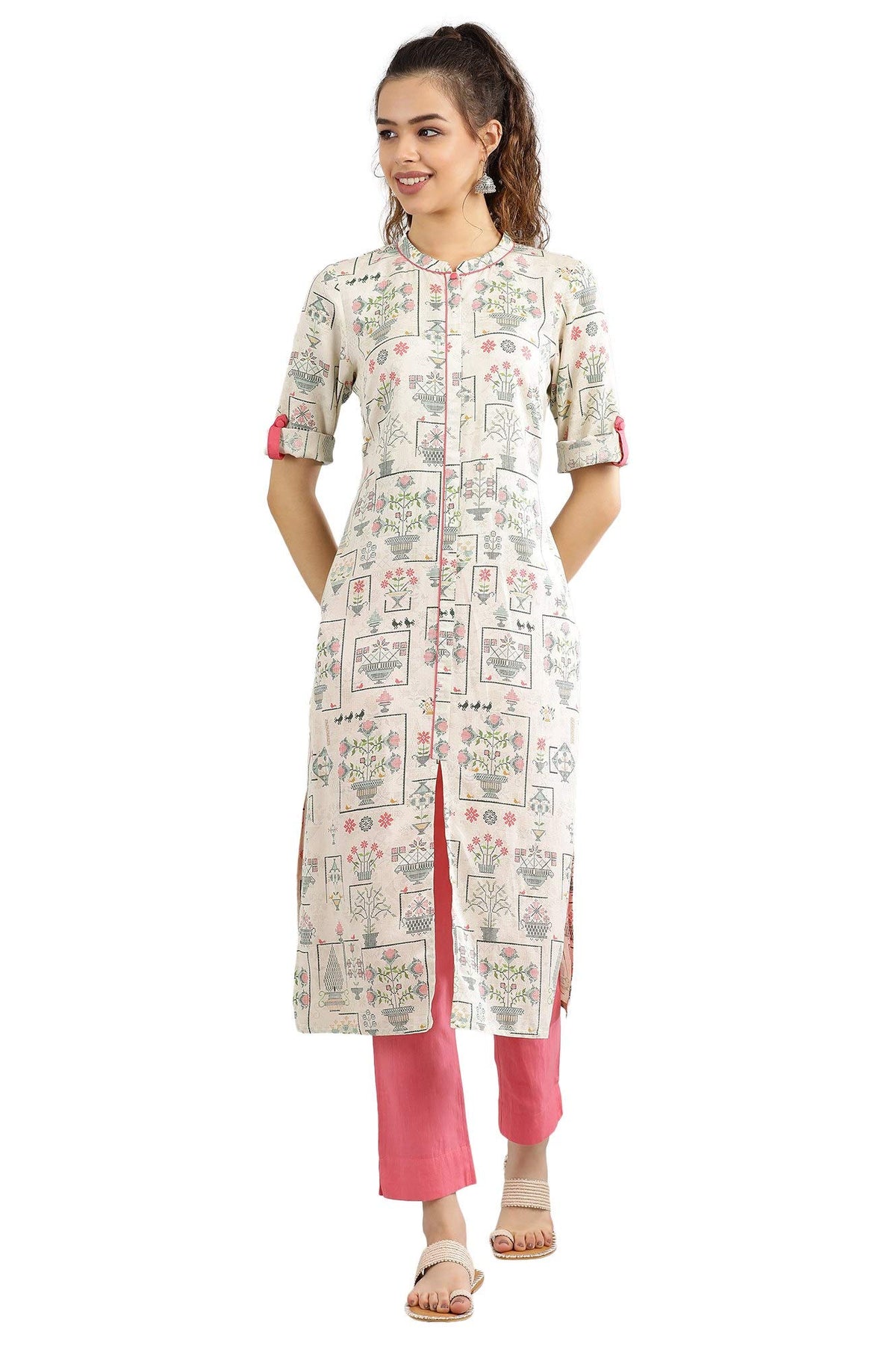 Aurelia Womens Rayon Solid Regular Kurta