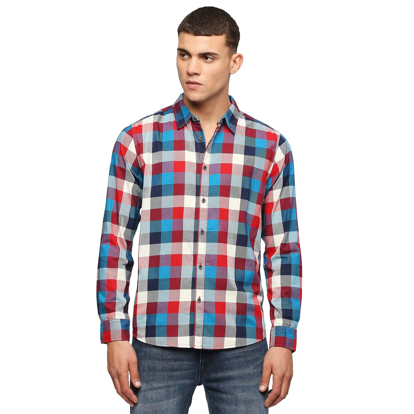 Pepe Jeans MenS Checkered Regular Fit Shirt (Pm308473_Blue