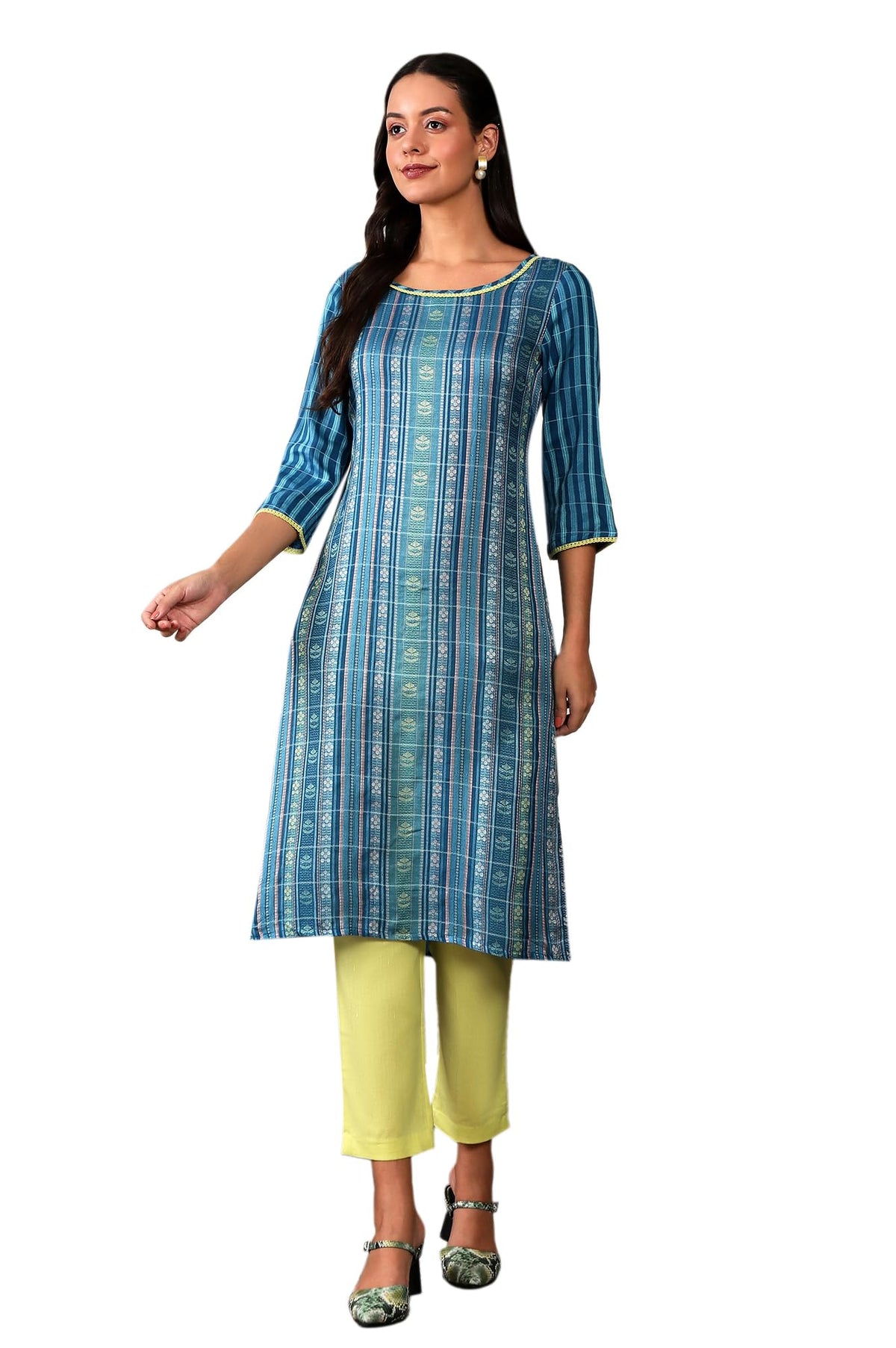 Aurelia WomenS Blue Geometric Printed Printed Regular Kurta